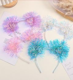 Fashion Cat Ear Headband Laser Rave Metallic Tinsel Headdress Holographic Party Hairhoop Christmas Birthday Hair Accessories