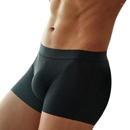 Underpants Men Ice Silk Trunks Smooth Low Rise Underwear Big Pouch U Convex Boxer Seamless Soft Breathable Briefs Casual