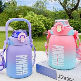 Water Bottles PINKAH LargeCapacity Gradient Colour Portable Sealed LeakProof Vacuum Insulation Cup Outdoor Sports Drinking Bottle 230829