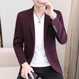Men's Suits HOO 2023 Autumn Solid Color Suit Jacket Youth Slim British Casual Blazer