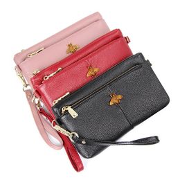 First Layer Women's Leather Handbag European and American Retro Fashion Minimalism Long Wallet Long Leather Wrist Cell Phone Bag