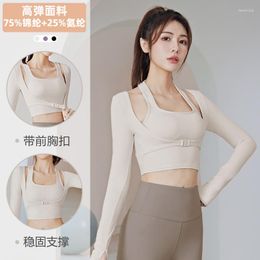 Active Shirts Outdoor Sports Long Sleeved Women's Top Yoga Fitness Autumn Suit With Chest Pad To Gather The Naked Feeling