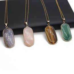 Pendant Necklaces Hexagonal Half Gem Necklace Charm Spiritual Healing Amethyst Flash Labradorite Agate Jewelry Exquisite Gift