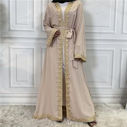 Ethnic Clothing Middle East Muslim Fashion Embroidered Robe Turkish Casual Cardigan Islamic Long Dress Dubai Belt Abaya Eid Mubarak For Wom