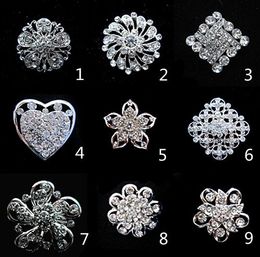 Silver Tone Small Flower Cheap Brooch Clear Rhinestone Crystal Diamante Party Prom Pins