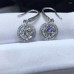 Dangle Earrings Classic 925 Sterling Silver Round Brilliant Cut 0.5-1 Carat Pass Diamond D Colour Moissanite Drop For Teen Girls