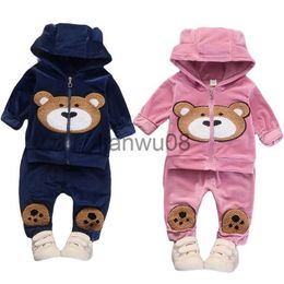 Clothing Sets Boys Clothes Sets Autumn Winter New Kids Fashion Casual Cartoon Hooded CoatsPants 2pcs Tracksuit For Children Girls Sports Suit x0829