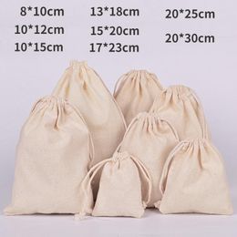 Storage Bags 10 Pcs/Lot Stroage Cotton With Drawstring Christmas Gift To Pack Products Various Size Grocery Sacks Cloth Bag