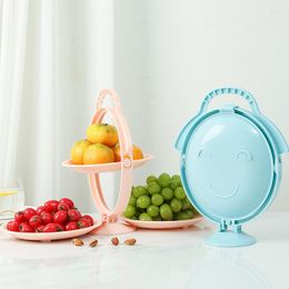 Plates Folding And Storing Three-layer Fruit Tray Dessert Candy Dish Cake Stand Self-help Display Home Table Decoration Trays