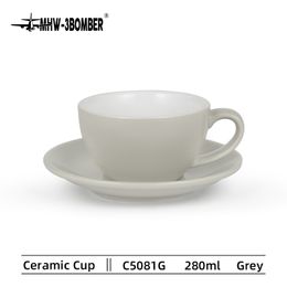 Mugs 280ml Latte Art Cup and Saucer Ceramic Coffee Tea Cups Set Chic Cafe Bar Home Accessories Distributor Barista Tools 230829