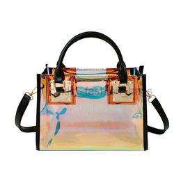 Shoulder Bags Transparent HandDesigner Bag Women's Beach PVC Material Metal PU Leather Messenger Club Purse caitlin_fashion_bags