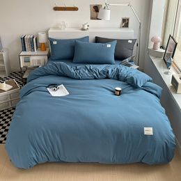 Bedding sets Set High Quality Fabric Duvet Cover Solid Colour Bed Single Double King Size Quilt 230828
