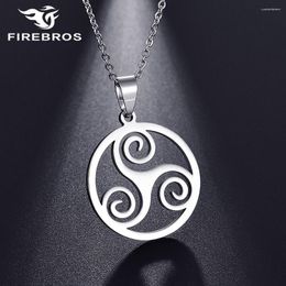 Pendant Necklaces FIREBROS Stainless Steel Sacred Geometry Celtic Triple Spiral Triskele Teen Wolf Necklace Men Women Protection Jewerly