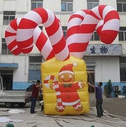 wholesale 6mH 20ftH with blower Large Christmas Inflatables Ornaments Giant Candy Canes Xmas Gift Box for Party holiday Decorations