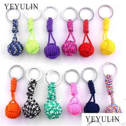 Keychains Lanyards New Design Paracord Keychain Lanyard Fist Knot High Strength Parachute Cord Emergency Survival Tool Key Ring1 Dro Dhjd0