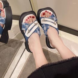 Slippers Summer Chain Platform 2023 Women Fashion Shoes Thick Slingback Sandals Non Slip Slides Causal Flip Flops Zapatillas