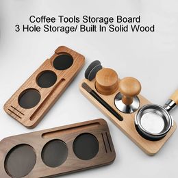 Mugs 1 Pcs 51mm58mm Walnut Wood Coffee Tamper Mat Stand Filter Holder Base Rack Espresso Accessories For Tools 230829