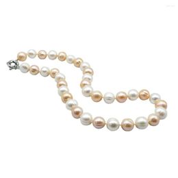 Choker Natural Pearl Necklace Large Grain Round White Pink Jewelry Wedding Ladies