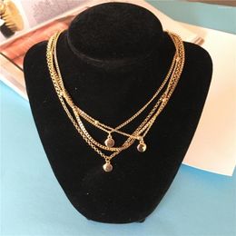 Pendant Necklaces Trendy Gold Colour Round Disc Charm 4 Row Layered Choker Necklace For Women Delicate Decoration Casual Elegant Lovely