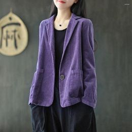 Women's Jackets Causal Multicolor Single Breasted Full Sleeves Solid Notched Collar Corduroy Shirt Coat 2023 Fashion Women Spring Autumn