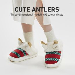 Slippers UTUNE Warm Plush Women Home Anti-slip Men's Hose Shoes Chirstmas Festival Family Flats Soft Thick Sole Couple