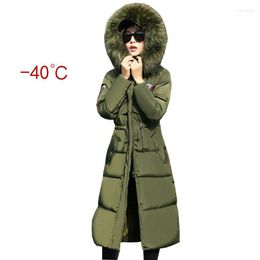 Women's Trench Coats Ukraine Big Fur Collar Winter 90% Duck Down Jacket Women Parkas 2023 Plus Size Thicker Female Long Coat Femme Manteau