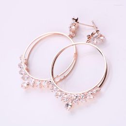 Dangle Earrings Hgflyxu High Quality Rose Gold Color Drop Round Crystal Zirconia For Women Accessorie Nfashion Luxury Jewelry
