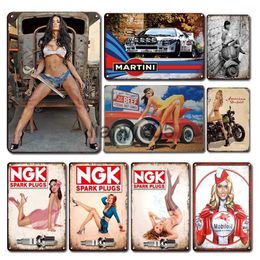 Metal Painting Vintage Spark Plugs Metal Plate Tin Sign Workshop Garage Wall Decor Plaque Retro Pin Up Girl Metal Poster Man Cave Home Decor x0829