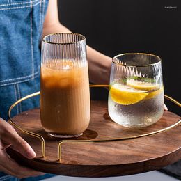 Wine Glasses Glass Cup Clear Coffee Mug Gold Rime Whisky Breakfast Milk Tea Ice Beer Water For Drinks