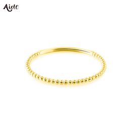 Wedding Rings Aide Presale Solid Gold Jewellery 9K 10K 14K 18K 24K For Women Gift Minimalist Slim Thin Beads Circle Stackable 230828