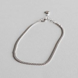 2MM THIN Authentic 925 Sterling silver Flat cuban chain Anklet Bracelet Adjust fine Jewellery TLS128