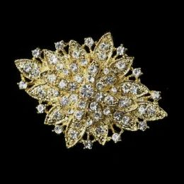 Large flower Elegant Vintage diamond Silver Sparkly Rhinestone Crystal Bridal Pin Brooch