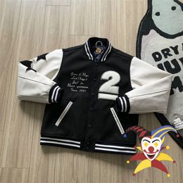 Women's Jackets fw HUMAN MADE Baseball Jackets Men Women Patchwork Towel Embroidery Leather Sleeve Bomb Coat 230829