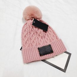 Brand Hat Wool Rabbit Fur Ball Hat Knitted Fur Pom Pom Autumn Parent-child Winter Hat Removable Beanie Cap Raccoon Fur Pompon