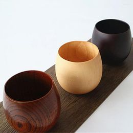 Tea Cups 200-300ml Wooden Big Belly Beer Coffee Milk Water Cup Kitchen Bar Drinkware