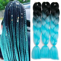 Human Hair Bulks Ombre Synthetic Braiding Hair Extensions Jumbo Braids For Women Braids 24'' 100g Two Tone Ombre Colour Pink Black Blue Wholesale 230828