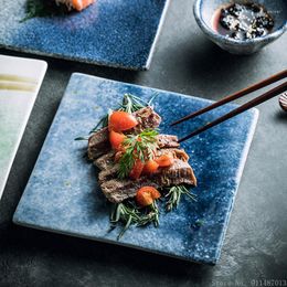 Plates 1pc Japanese Style Creative Square Shape Tableware Home Kitchen Restaurant Supplies Salad Steak Barbecue Sushi Flat Dining Plate