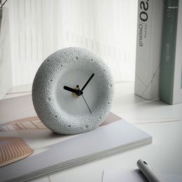 Table Clocks Modern Creative Silent Sweep Needle Clock Indoor Home Decoration Accessories Sandstone Material Simplicity Ornaments