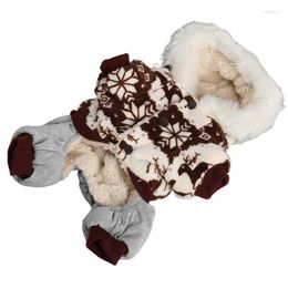 Dog Apparel Winter Jacket Christmas Hooded Coat Avoid Losing Hair Snowflake Elk Pattern For Indoor Small Medium Dogs