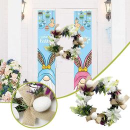 Decorative Flowers Easter Wreath Spring Imitation White Eggs Decorating Farmhouse Decor Wall Home Gift DIY Over The Door Hooks For