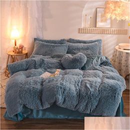 Bedding Sets Winter Warm Set Thicken King Queen Duvet Er Bed Sheet Pillowcases High Quality Comforter Drop Delivery Home Garden Textil Dhthg