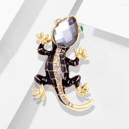 Brooches LIZARD BROOCH Pin Salamander Black Rhinestone Enamel Costume Jewellery