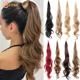 Synthetic Wigs MEIFAN 32Inch Synthetic Flexible Wrap Around Ponytail Long Curly Layered Natural Fake Ponytail Hairpiece for Women 230828