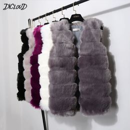 Womens Fur Faux Autumn Winter Coat Women Thick Warm Elegant Sleeveless Long Vest Woman Casual Slim Luxury Jacket 230828