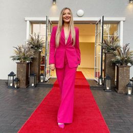 Two Piece Dress Red Carpet One Button Party Suits Dresses Fashion Loose Peaked Blazer Pants Custom Made Street Wear Prom Gown 2 Pieces