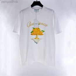 Men's T-Shirts Good Quality Orange Print Casablanca Thick Fashion T-shirt Men Casablanca Women Vintage Tee T Shirt Mens Clothing