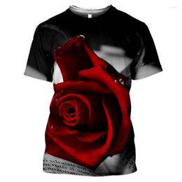 Men's T Shirts Summer Fashion Rose Flower Graphic For Unisex 3D Printed Personality Colourful Pattern Round Neck Short Sleeve Tees Tops