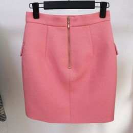 Skirts Jute Skirt 2023 Women's High Waist Double Breasted Metal Button Mini For Office Women Size S-XL