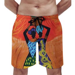 Men's Shorts Summer Board African Woman Surfing My Sister Keeper Design Beach Short Pants Casual Fast Dry Swimming Trunks Large Size