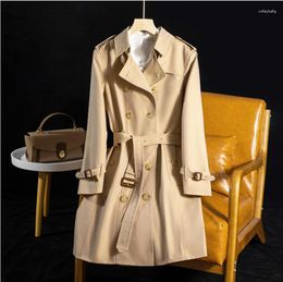 Women's Trench Coats Spring And Autumn Classic British Double-breasted Mid-length Waterproof